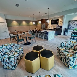 Seating area near a kitchen